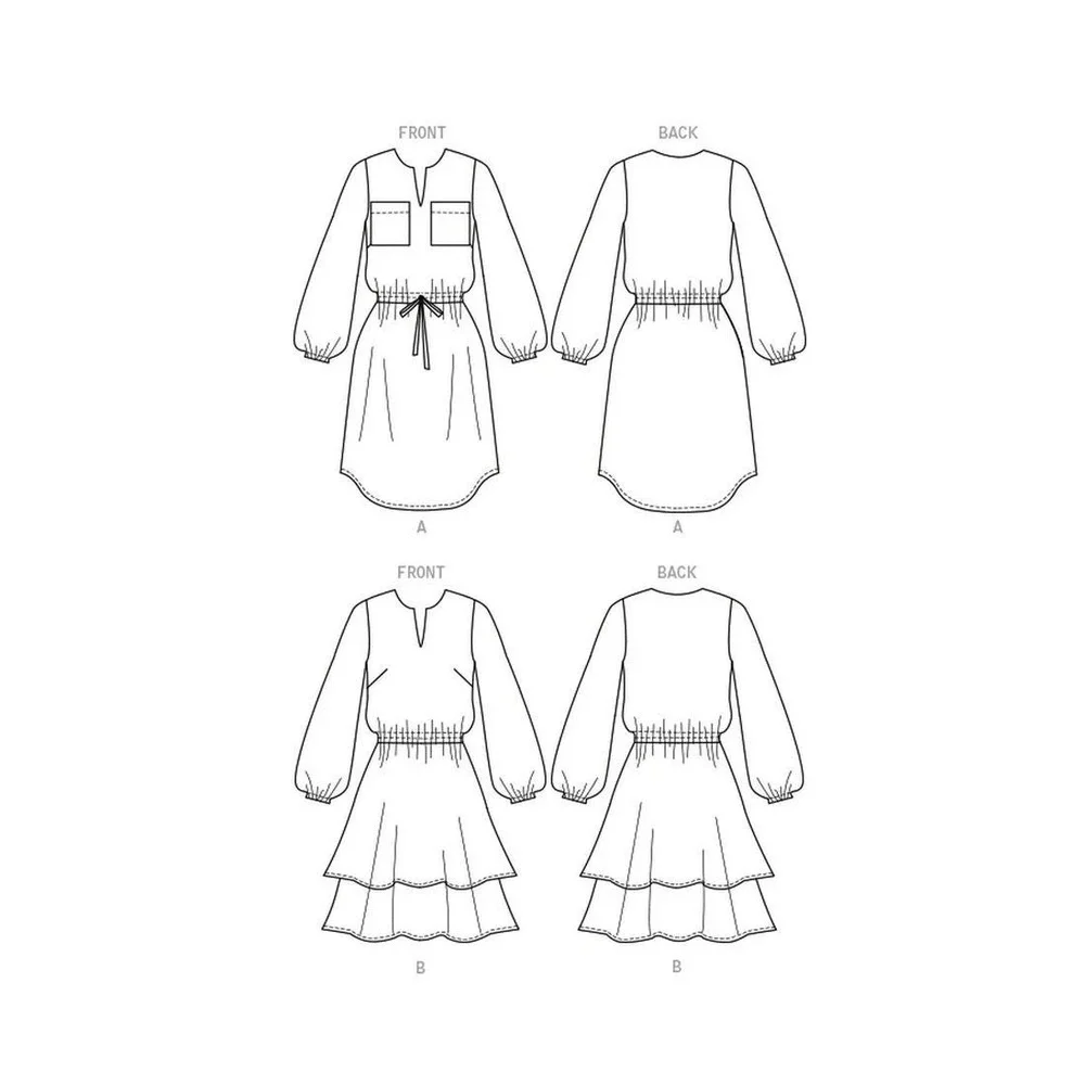 Butterick B6806 Sewing Pattern Women Size 18W-24W Dress Tiered Ruffle Blouson